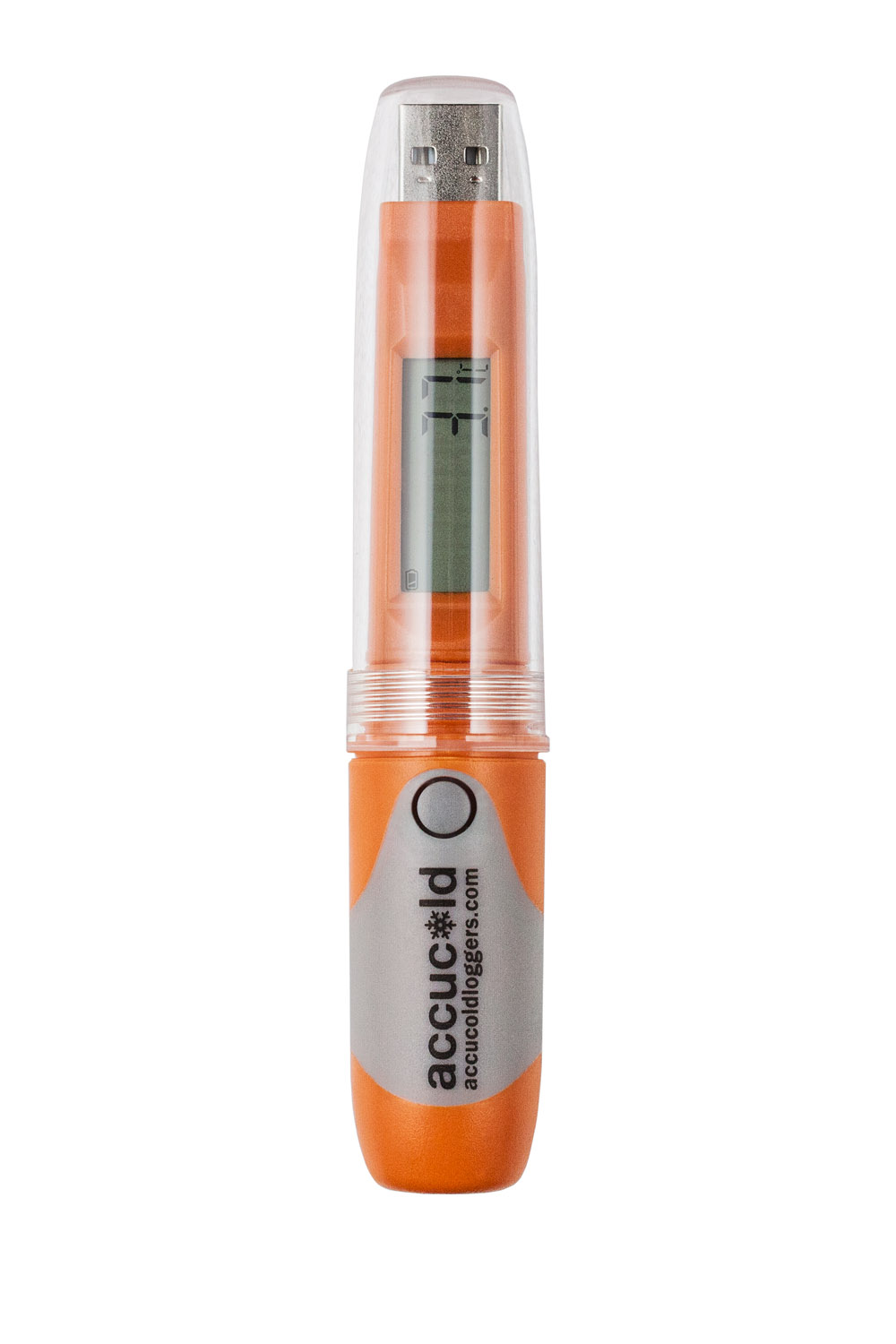 Portable USB temperature logger with LCD temperature display